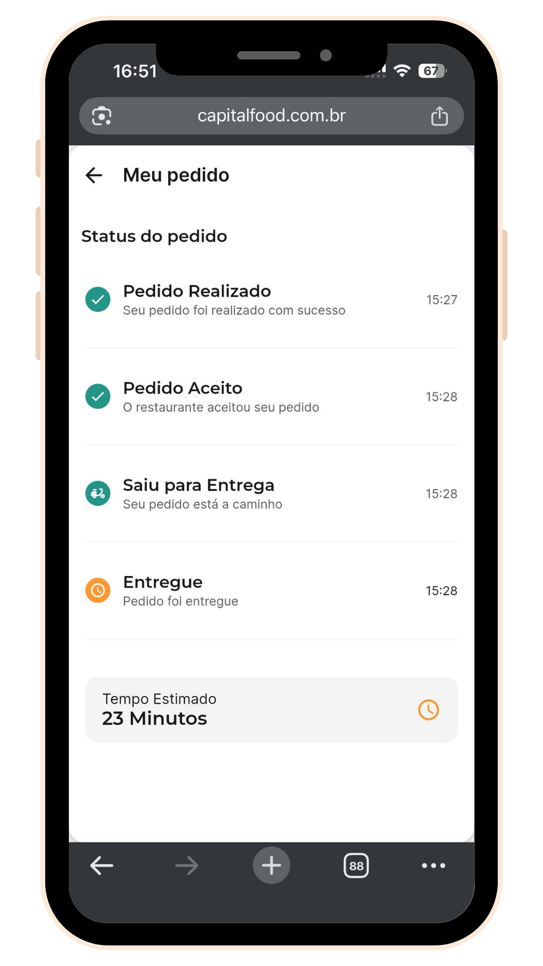 Tela do Capital Food com cardápio digital em funcionamento